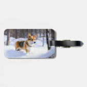 Corgi Let It Snow Kerstmis Bagagelabel (Achterkant horizontaal)
