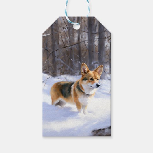 Corgi Let It Snow Kerstmis Cadeaulabel (Voorkant)
