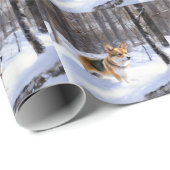 Corgi Let It Snow Kerstmis Cadeaupapier (Rol Hoek)