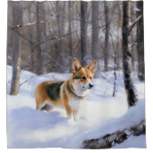 Corgi Let It Snow Kerstmis Douchegordijn (Voorkant)