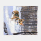 Corgi Let It Snow Kerstmis Fleece Deken (Voorkant (Horizontaal))