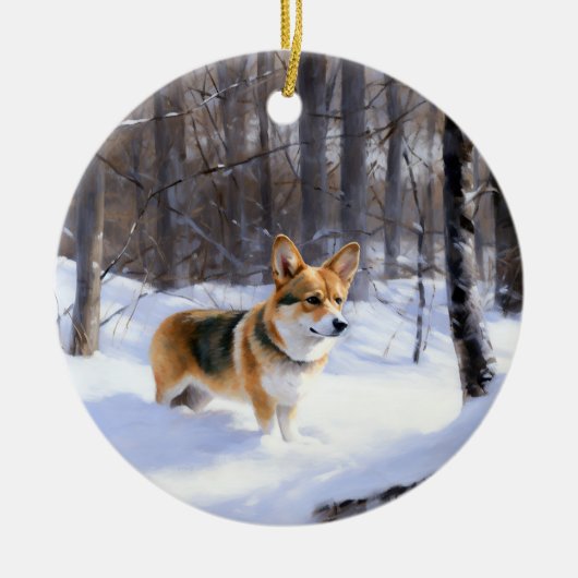 Corgi Let It Snow Kerstmis Keramisch Ornament (Voorkant)