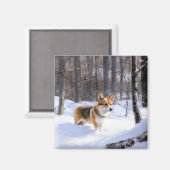 Corgi Let It Snow Kerstmis Magneet (Voorkant / Achterkant)
