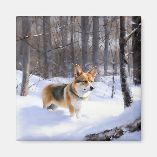 Corgi Let It Snow Kerstmis Magneet (Voorkant)