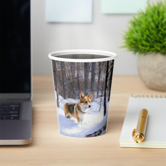 Corgi Let It Snow Kerstmis Papieren Bekers (Insitu)