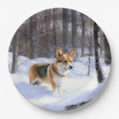 Corgi Let It Snow Kerstmis Papieren Bordje (Voorkant)