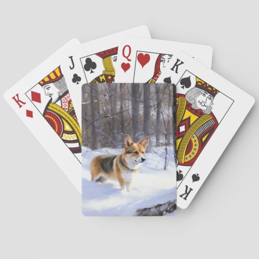 Corgi Let It Snow Kerstmis Pokerkaarten (Achterkant)