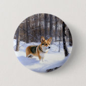 Corgi Let It Snow Kerstmis Ronde Button 5,7 Cm (Voorkant)