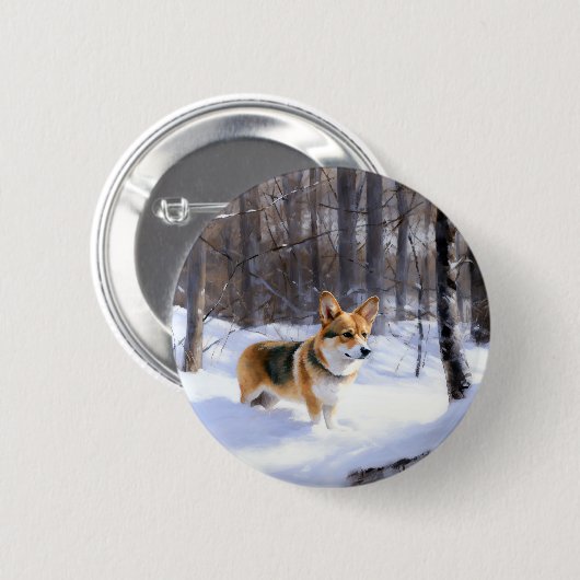 Corgi Let It Snow Kerstmis Ronde Button 5,7 Cm (Voorkant /achterkant)