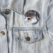 Corgi Let It Snow Kerstmis Ronde Button 5,7 Cm (In situ)