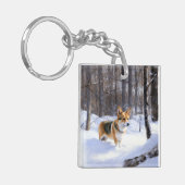 Corgi Let It Snow Kerstmis Sleutelhanger (Voorkant Links)