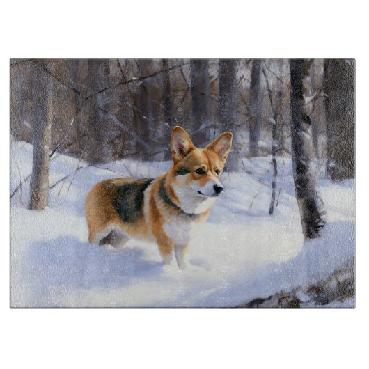 Corgi Let It Snow Kerstmis Snijplank (Voorkant)