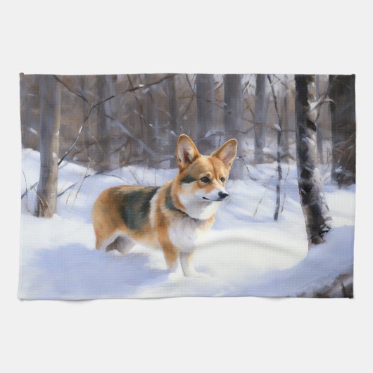 Corgi Let It Snow Kerstmis Theedoek (Horizontaal)