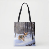 Corgi Let It Snow Kerstmis Tote Bag (Voorkant)