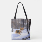 Corgi Let It Snow Kerstmis Tote Bag (Achterkant)