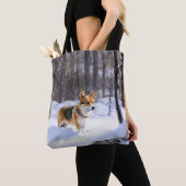 Corgi Let It Snow Kerstmis Tote Bag (Dichtbij)