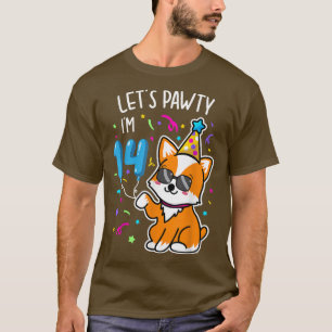 Corgi Let's Pawty Ik ben 14e verjaardag 14 jaar ou T-shirt