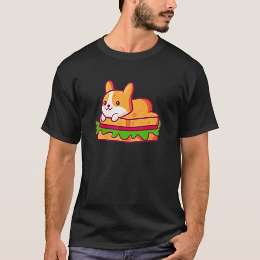 Corgi Liefde Hond Sandwich T-shirt (Voorkant)
