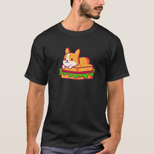 Corgi Liefde Hond Sandwich T-shirt (Voorkant)