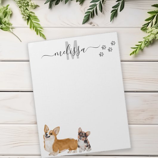 Corgi Liefde Waterverf Monogram Persoonlijk Notitieblok