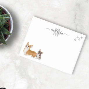 Corgi Liefde Waterverf Monogram Persoonlijk Post-it® Notes