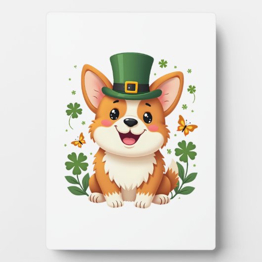 Corgi liefhebber Klavertje vier Gelukkige St. Patr Fotoplaat (voorkant)