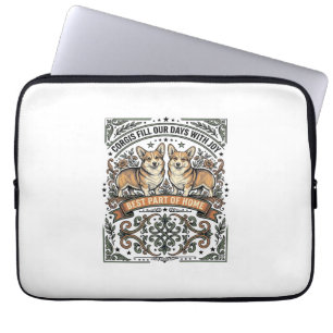 Corgi Liefhebber Shirt Vintage Gravure Grappige Ho Laptop Sleeve