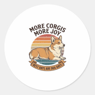 Corgi Liefhebber Shirt Vintage Gravure Hond Citaat Ronde Sticker