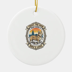 Corgi-liefhebber T-shirt Vintage Dog Dad Gravure O Keramisch Ornament