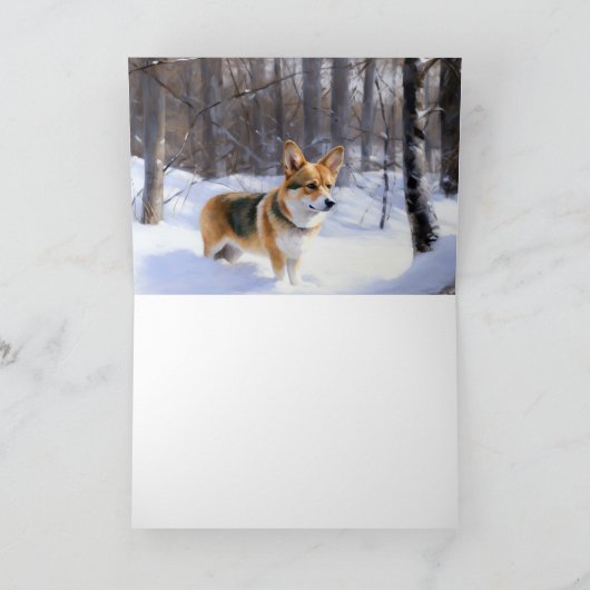 Corgi liet het sneeuwen Kerstmis Kaart (Binnen)