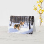 Corgi liet het sneeuwen Kerstmis Kaart (Gele Bloem)