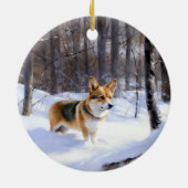 Corgi liet het sneeuwen Kerstmis Keramisch Ornament (Achterkant)