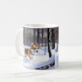 Corgi liet het sneeuwen Kerstmis Koffiemok (Voorkant links)