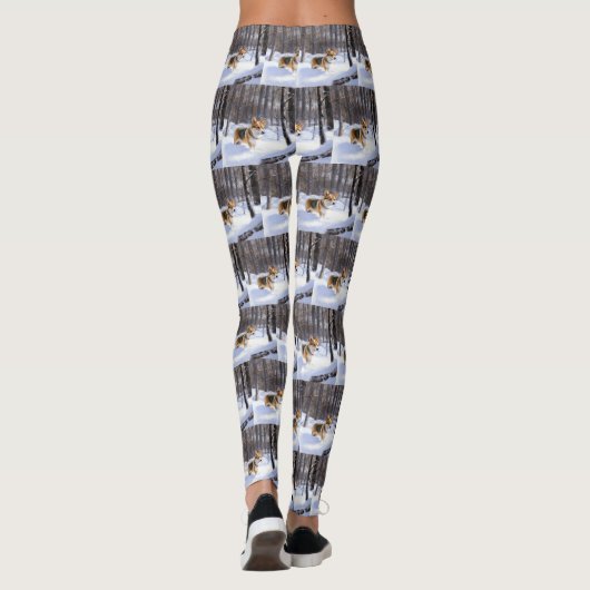 Corgi liet het sneeuwen Kerstmis Leggings (Achterkant)
