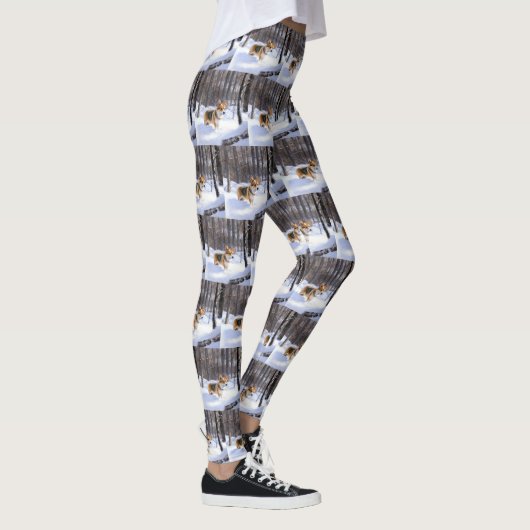 Corgi liet het sneeuwen Kerstmis Leggings (Rechts)