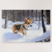 Corgi liet het sneeuwen Kerstmis Legpuzzel (Horizontaal)