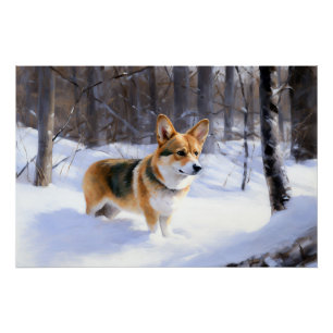 Corgi liet het sneeuwen Kerstmis Perfect Poster