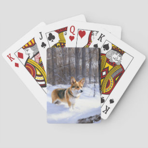 Corgi liet het sneeuwen Kerstmis Pokerkaarten