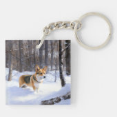 Corgi liet het sneeuwen Kerstmis Sleutelhanger (Achterkant)