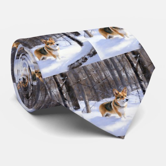 Corgi liet het sneeuwen Kerstmis Stropdas (Opgerold)