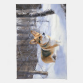 Corgi liet het sneeuwen Kerstmis Theedoek (Verticaal)