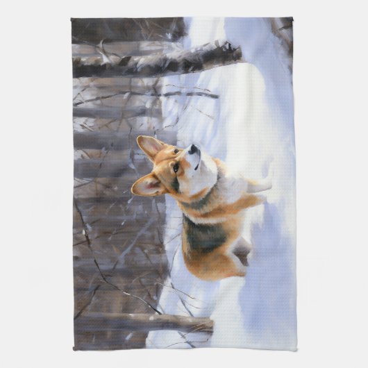Corgi liet het sneeuwen Kerstmis Theedoek (Verticaal)