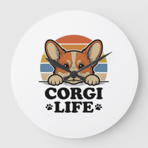 Corgi Life T-shirt Vintage Gravure Hond Liefhebber Grote Klok
