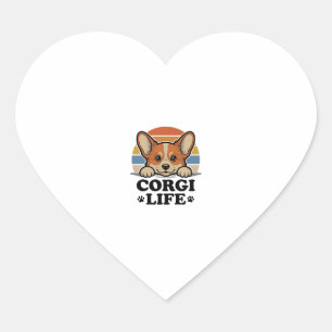 Corgi Life T-shirt Vintage Gravure Hond Liefhebber Hart Sticker