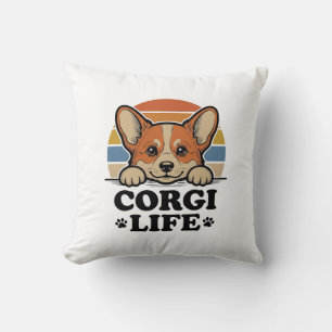 Corgi Life T-shirt Vintage Gravure Hond Liefhebber Kussen