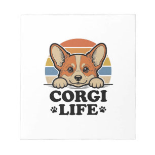 Corgi Life T-shirt Vintage Gravure Hond Liefhebber Notitieblok