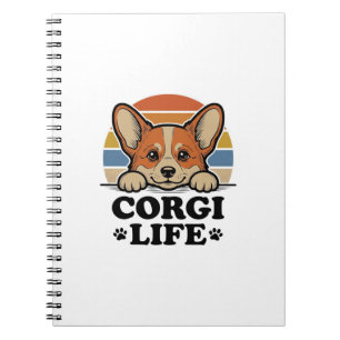 Corgi Life T-shirt Vintage Gravure Hond Liefhebber Notitieboek