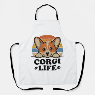 Corgi Life T-shirt Vintage Gravure Hond Liefhebber Schort