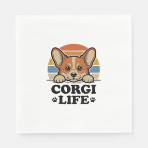 Corgi Life T-shirt Vintage Gravure Hond Liefhebber Servet