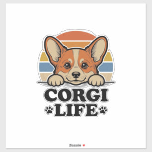 Corgi Life T-shirt Vintage Gravure Hond Liefhebber Sticker